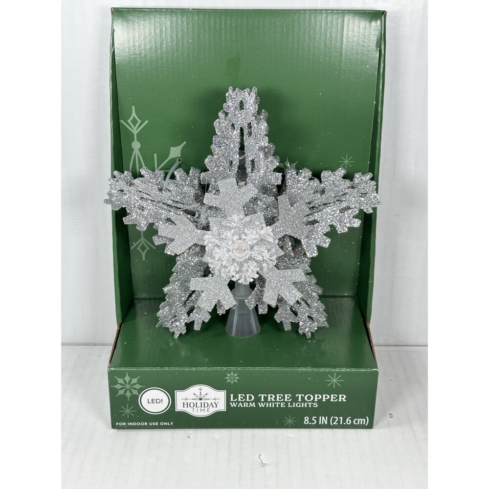 8.5" Holiday Time Star Warm White LED Light Up Christmas Tree Topper NEW